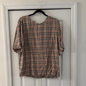 a new day Plaid Blouse - Black, White, Tan, Pink, Orange